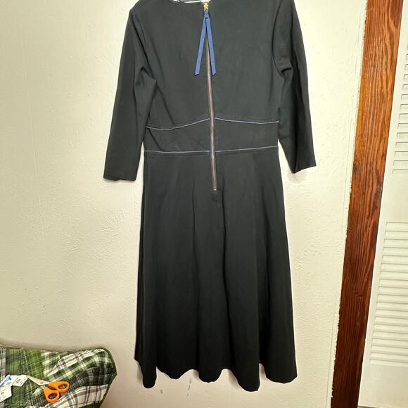 Boden Womens Bryony Broderie Trim 3/4 Sleeve Fit & Flare A-Line Dress Black Sz10 - Picture 9 of 11